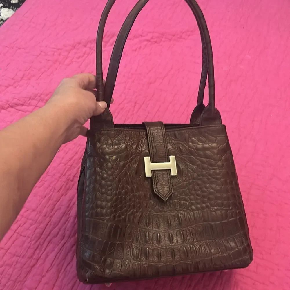 Borse en pelle genuine leather croc embossed purse
